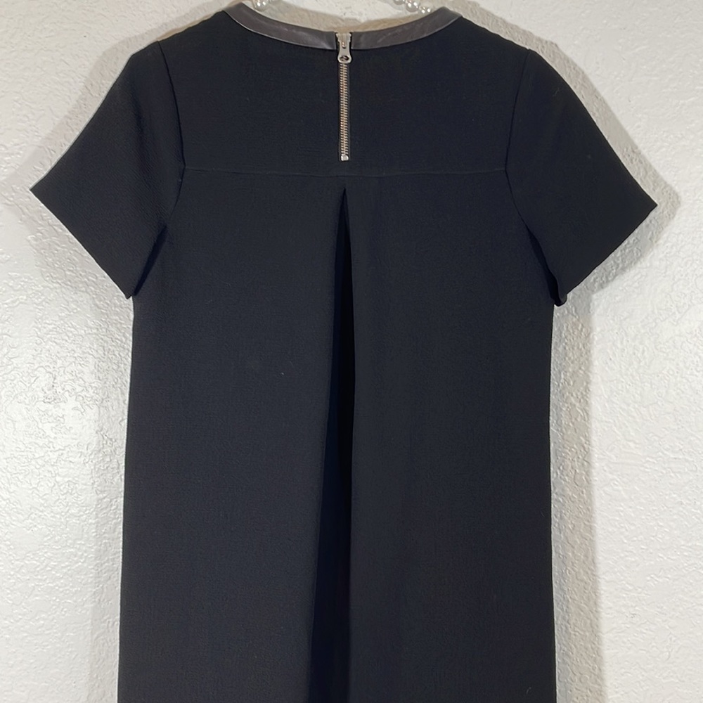 MADEWELL Black Leather Trim Neckline Tee Dress Short Sleeve With Pockets Size XS - Picture 7 of 12